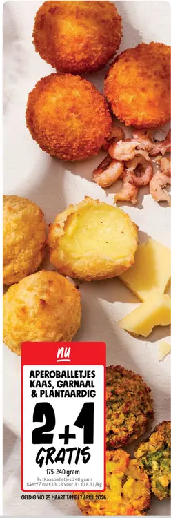 Promotie: Aperoballetjes kaas, garnaal & plantaardig