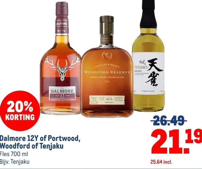 Aanbieding: Dalmore 12Y of Portwood, Woodford of Tenjaku