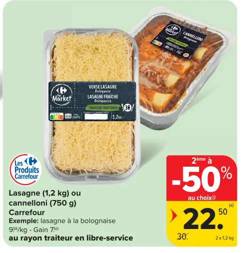Offre: Lasagne ou cannelloni