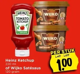 Aanbieding: Heinz Ketchup of Wijko Satésaus