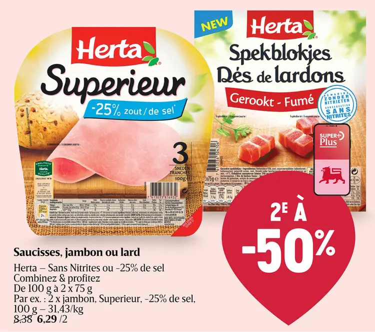 Offre: Jambon Superieur -25% sel | 3 tranches