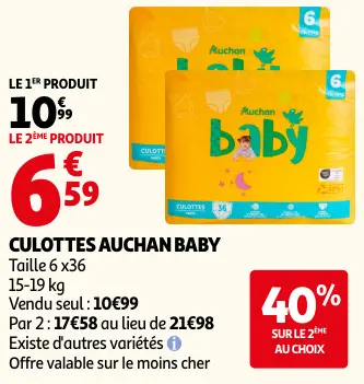 Promotie: Culottes Auchan baby