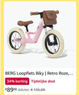 Promotie: BERG Loopfiets Biky | Retro Roze