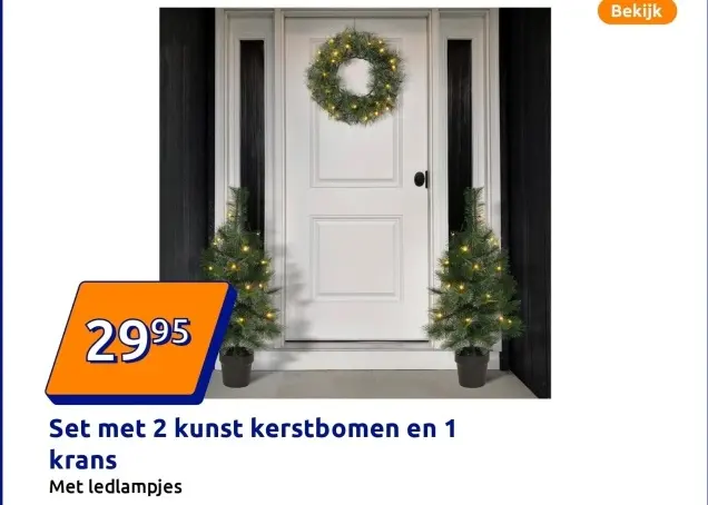 Aanbieding: Set met 2 kunst kerstbomen en 1 krans