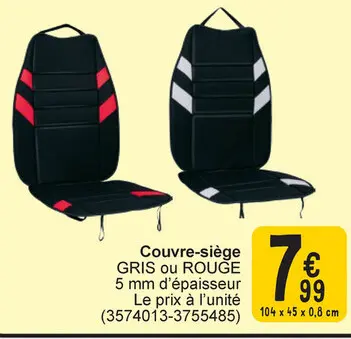 Offre: Couvre-siège GRIS ou ROUGE
