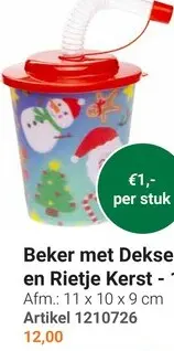 Aanbieding: Beker met Deksel en Rietje Kerst