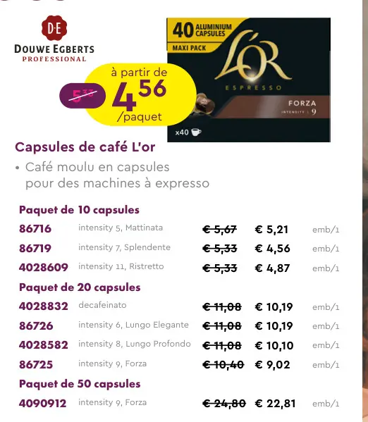 Offre: Capsules de café L'or