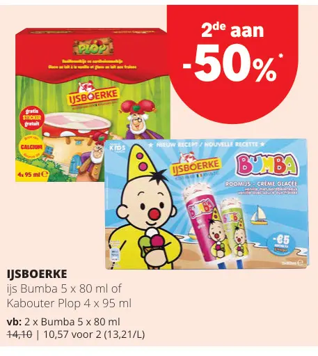 Promotie: IJSBOERKE ijs Bumba of Kabouter Plop