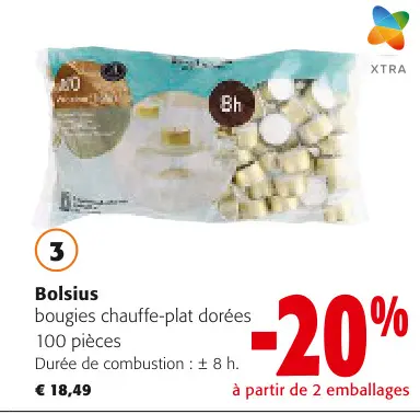 Offre: bougies chauffe-plat dorées
