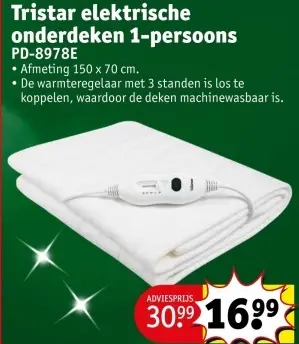 Promotie: Elektrische onderdeken 1-persoons