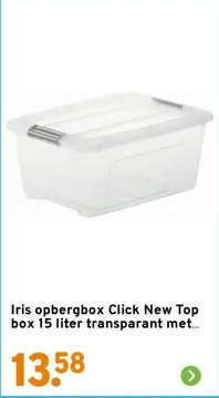 Aanbieding: Iris opbergbox Click New Top box transparant 