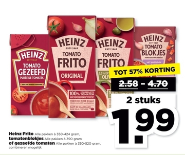 Aanbieding: Heinz Frito, tomatenblokjes of gezeefde tomaten 
