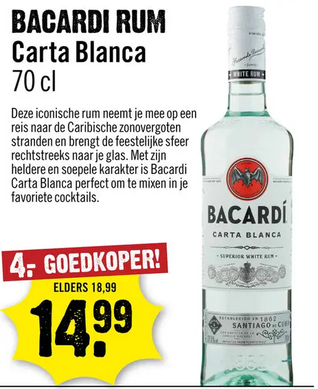 Aanbieding: Bacardi Carta Blanca 70 cl