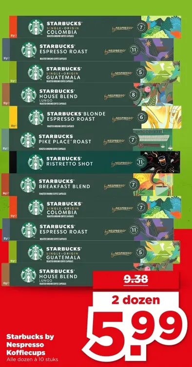 Aanbieding: Starbucks by Nespresso Koffiecups