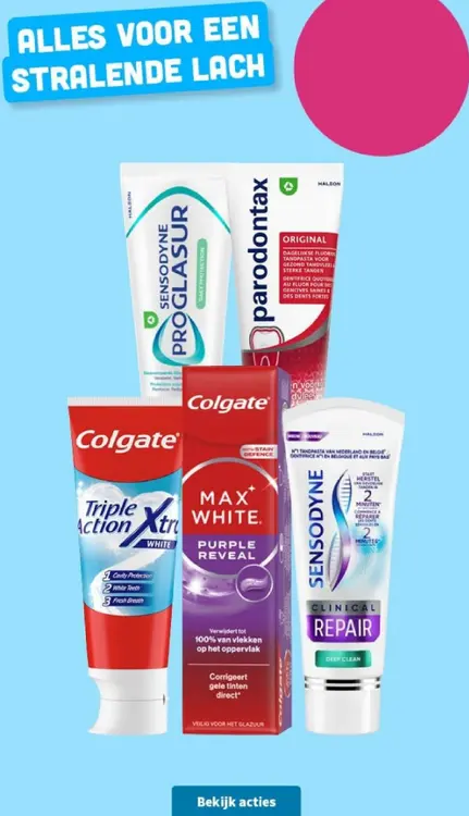 Promotie: Tandpasta Paradontax, Colgate, Sensodyne