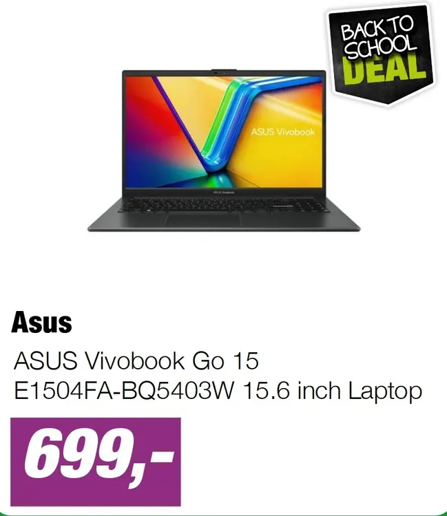 Aanbieding: ASUS Vivobook Go 15 E1504FA‑BQ5403W 15.6 inch Laptop