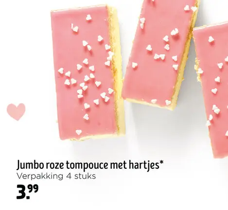 Aanbieding: Roze tompouce met hartjes