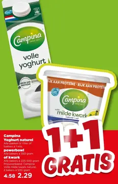Aanbieding: Campina Yoghurt naturel, powerbowl of kwark