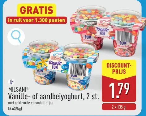 Promotie: Vanille- of aardbeiyoghurt