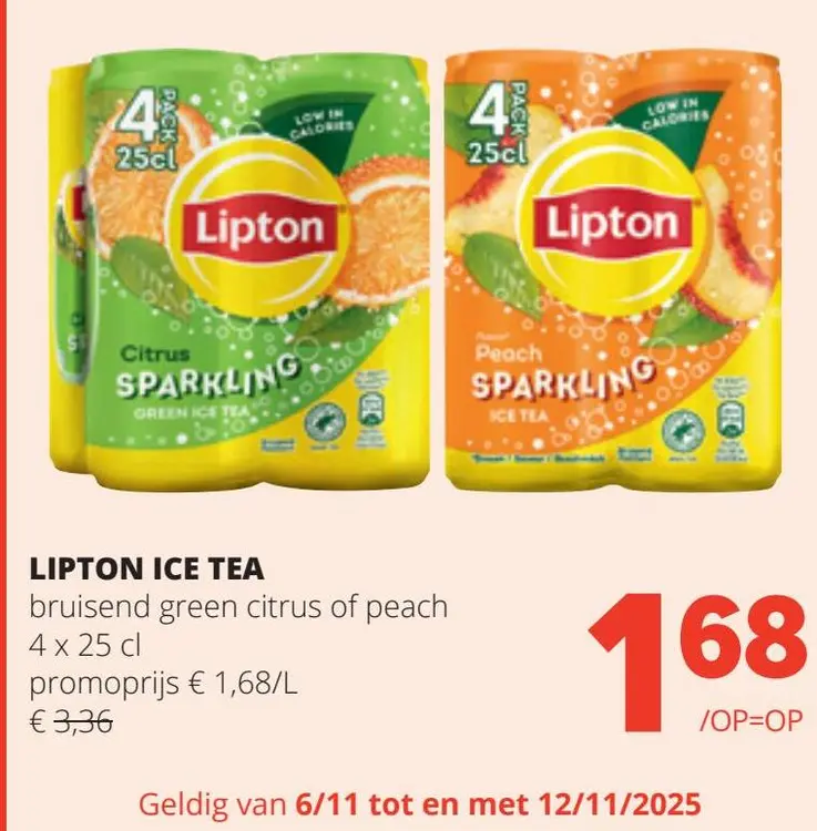 Aanbieding: ICE TEA bruisend green citrus of peach