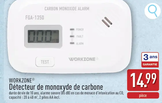 Offre: Détecteur de monoxyde de carbone