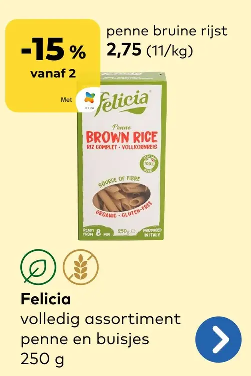 Promotie: Felicia penne bruine rijst