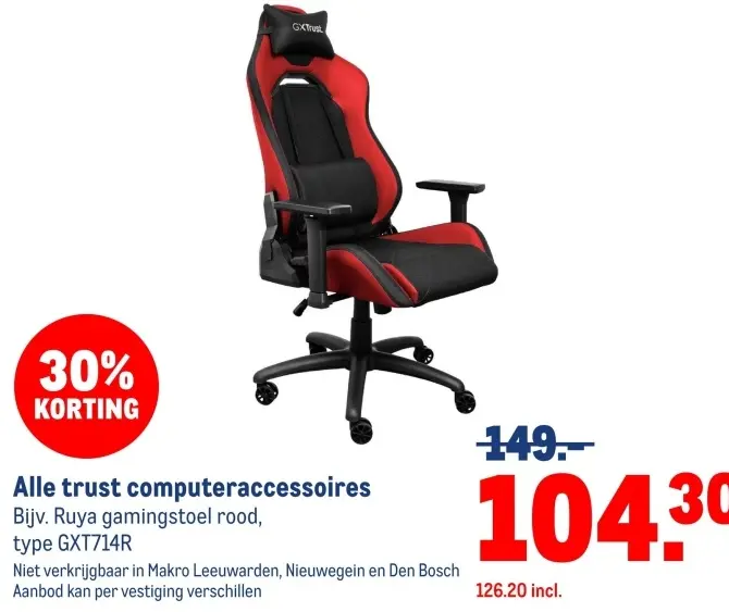 Aanbieding: Ruya gamingstoel rood, type GXT714R