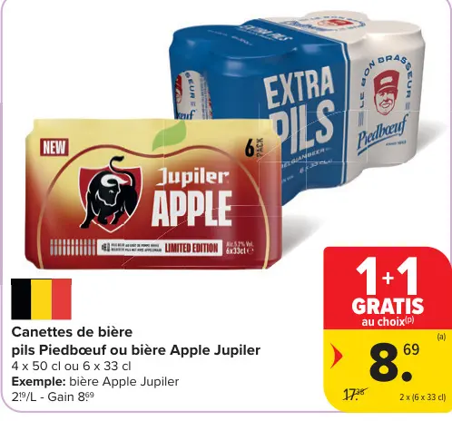 Offre: Canettes de bière pils Piedbœuf ou bière Appl