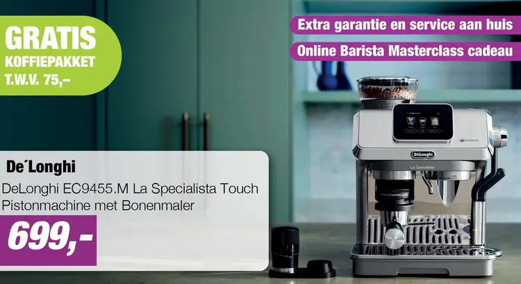 Aanbieding: DeLonghi EC9455.M La Specialista Touch Pistonmachine met Bonenmaler