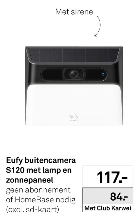 Aanbieding: Eufy buitencamera S120 met lamp en zonnepanee