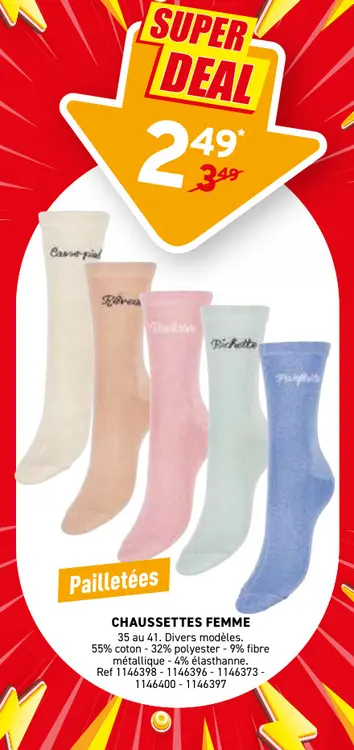 Offre: CHAUSSETTES FEMME Pailletées