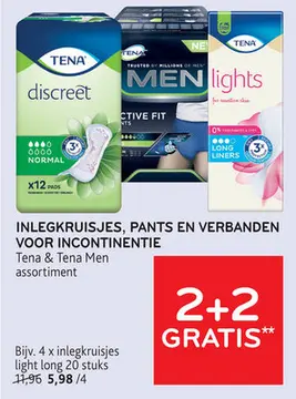 Aanbieding: INLEGKRUISJES, PANTS EN VERBANDEN VOOR INCONTINENTIE