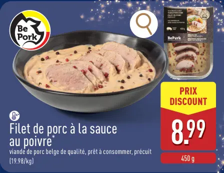 Offre: Be Pork Filet de porc à la sauce au poivre