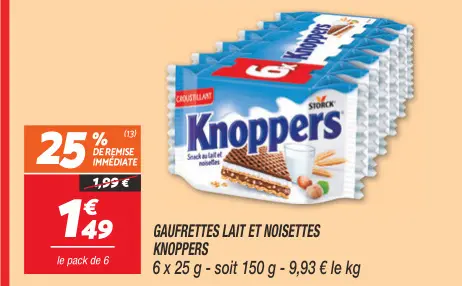 Offre: Gaufrettes lait et noisettes