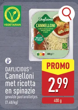 Aanbieding: Cannelloni met ricotta en spinazie
