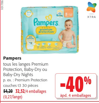 Offre: Pampers tous les langes Premium Protection, B