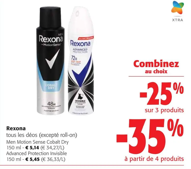 Offre: Rexona tous les déos (excepté roll-on)