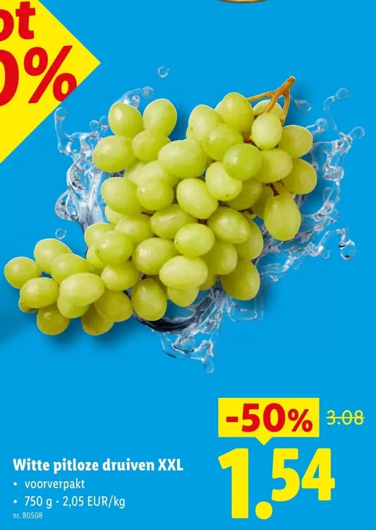 Promotie: Witte pitloze druiven XXL