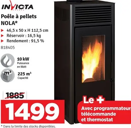 Offre: Invicta Poêle à pellets Nola