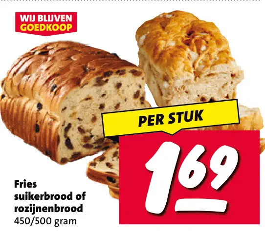 Aanbieding: Fries suikerbrood of rozijnenbrood