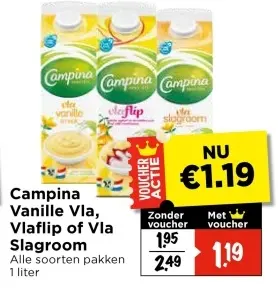 Aanbieding: Vanille Vla, Vlaflip of Vla Slagroom