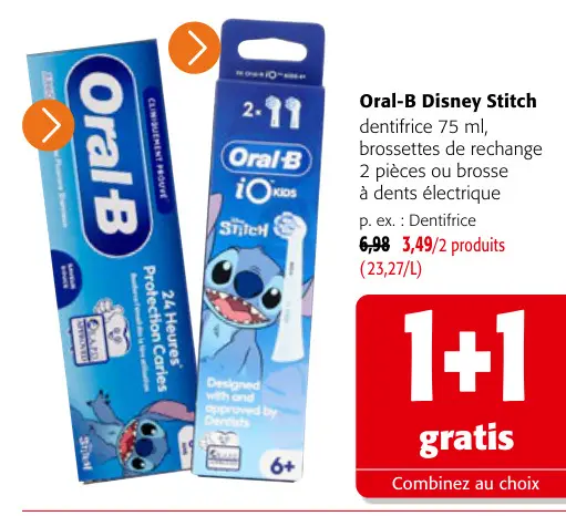 Offre: Disney Stitch dentifrice, brossettes de rechange ou brosse à dents électrique