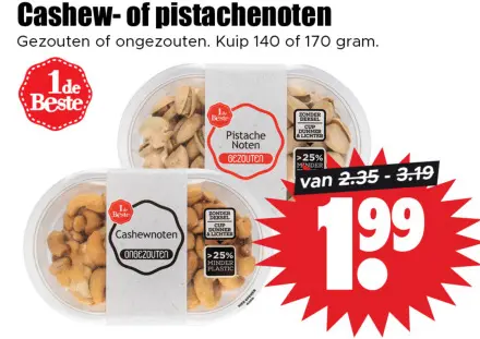 Aanbieding: Cashew- of pistachenoten