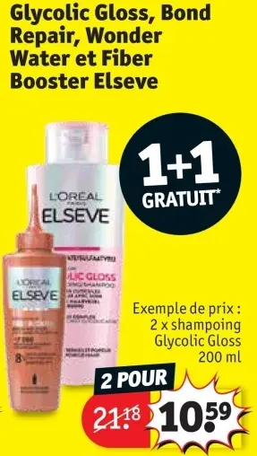Offre: Glycolic Gloss, Bond Repair, Wonder Water et Fiber Booster Elseve