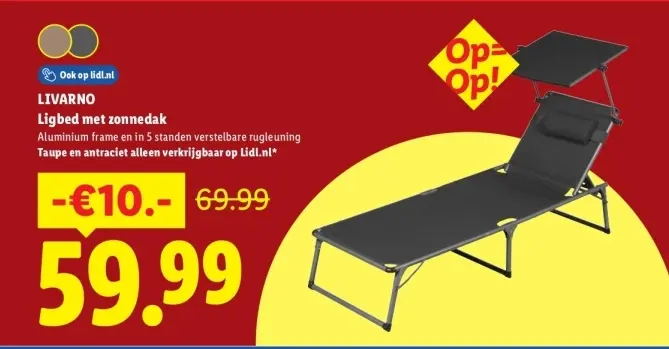 Aanbieding: Ligbed met zonnedak