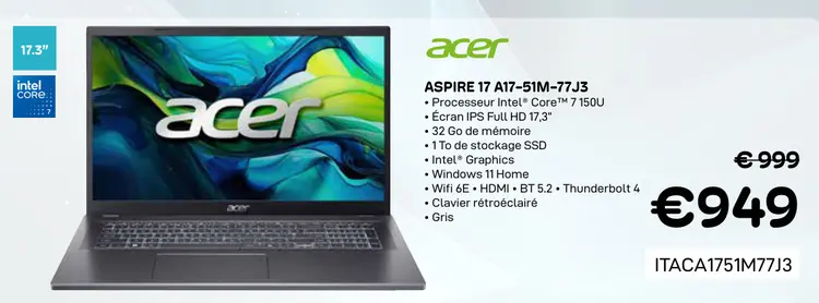 Offre: Aspire 17 a17-51m-77j3