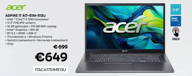 Promotie: Aspire 17 a17-51m-513u
