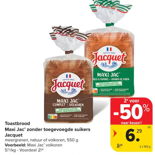 Promotie: Toastbrood Maxi Jac' zonder toegevoegde suiker