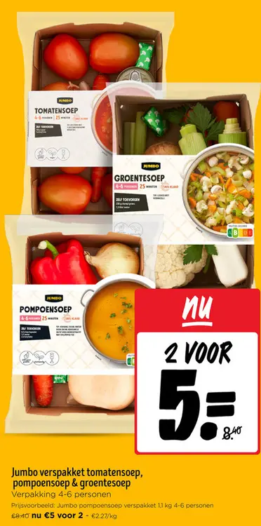 Promotie: Verspakket tomatensoep, pompoensoep & groentesoep