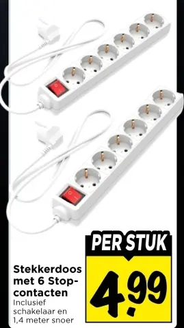 Stekkerdoos met 6 Stop-contacten